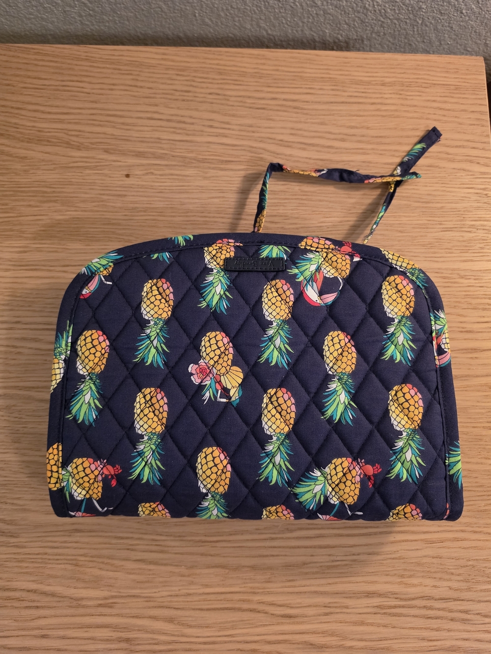 Vera Bradley Navy Quilted Cosmetic Pouch with Pineapple Print